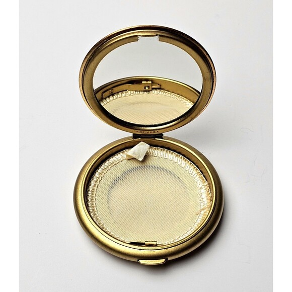 VTG COMPACT For Pressed Powder Gold Tone & Navy Case w Mirror 1960s EUC! - Picture 9 of 10